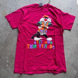 1993 Vintage Looney Tunes Sylvester the Cat Pink Tee